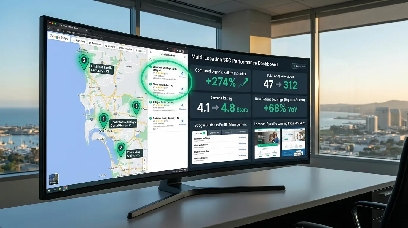 San Diego Dental Practice Group — 4 Locations Dominating Local Map Pack